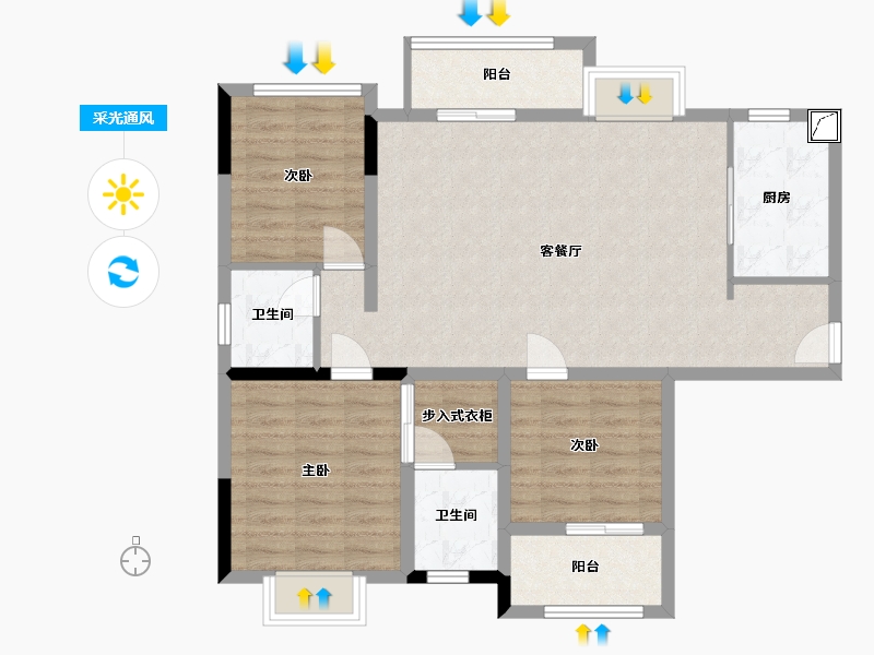 福建省-漳州市-夏商水岸名都-93.00-户型库-采光通风