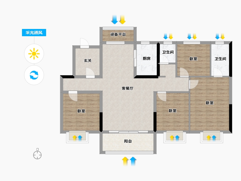 河南省-周口市-沈丘碧桂园-112.74-户型库-采光通风