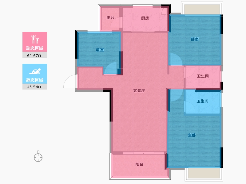 湖南省-郴州市-书香名邸-96.60-户型库-动静分区