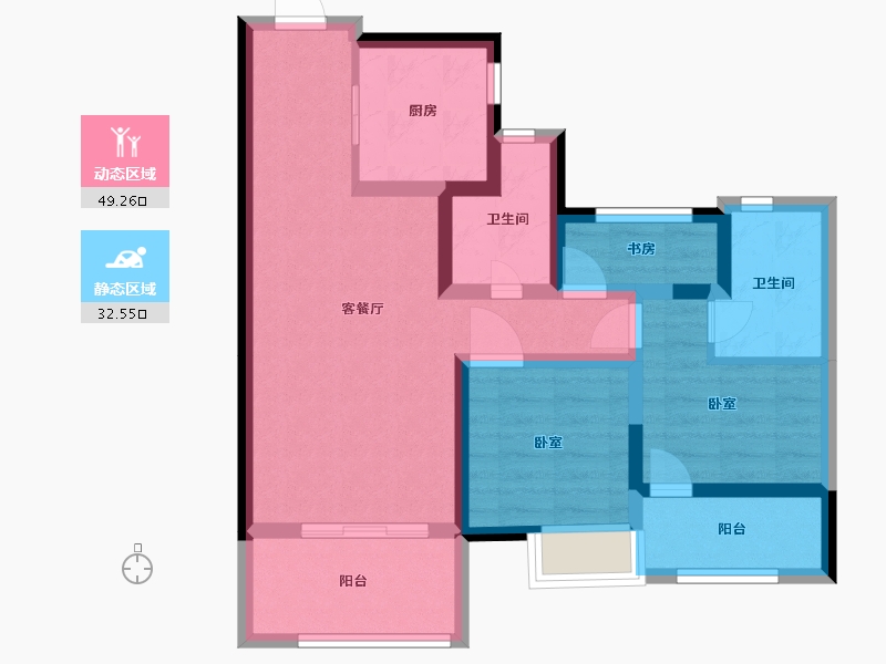 浙江省-嘉兴市-世茂茂悦府-71.00-户型库-动静分区