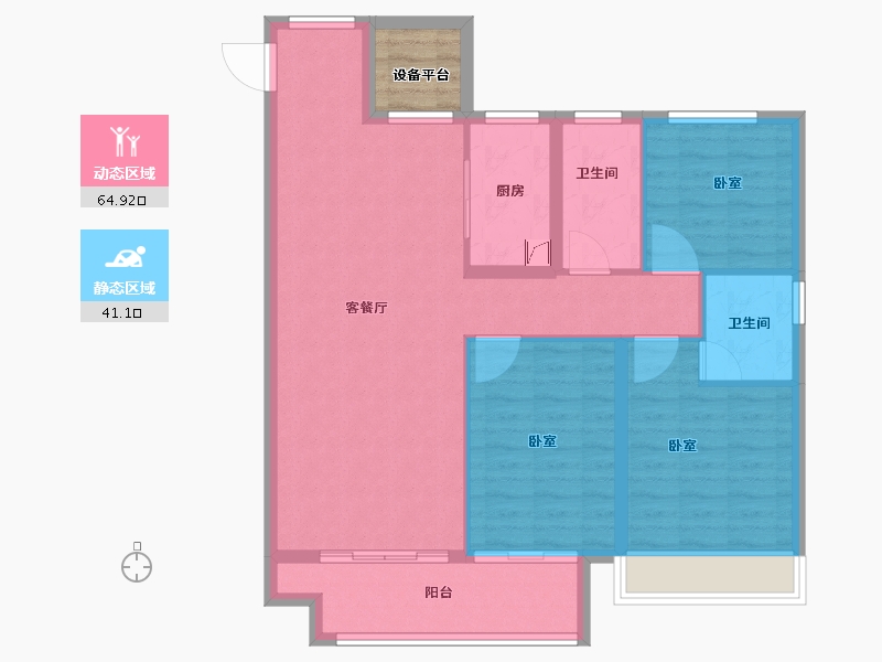 山东省-泰安市-宏尚·江山里-98.87-户型库-动静分区