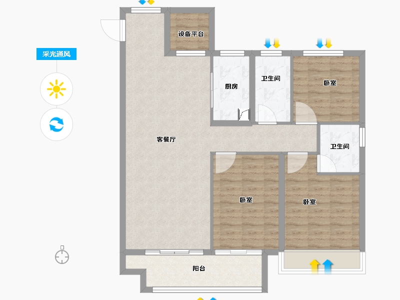 山东省-泰安市-宏尚·江山里-98.87-户型库-采光通风