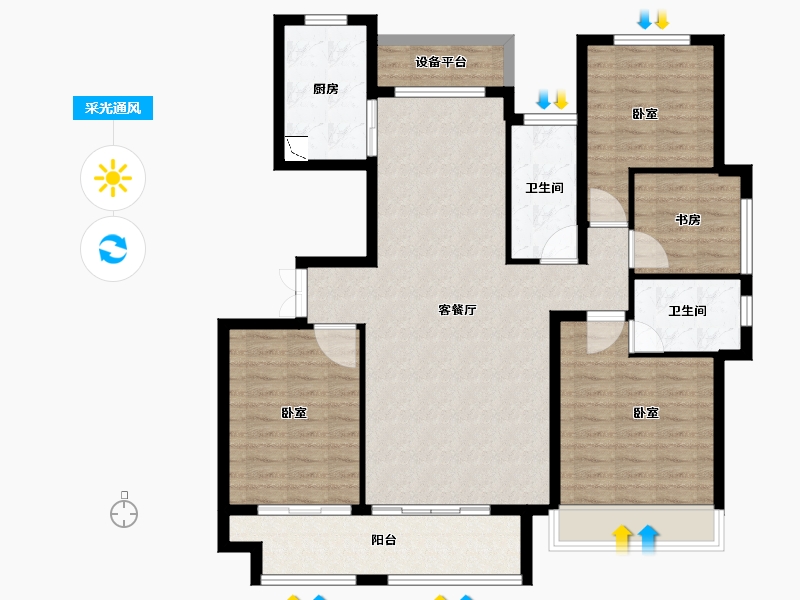 山东省-泰安市-宏尚·江山里-111.85-户型库-采光通风