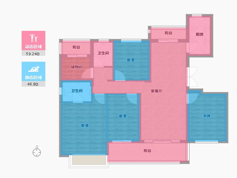 湖南省-岳阳市-敏捷山湖源著-93.99-户型库-动静分区