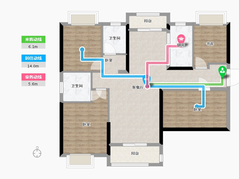 湖北省-武汉市-武地融创金麟壹号-110.00-户型库-动静线