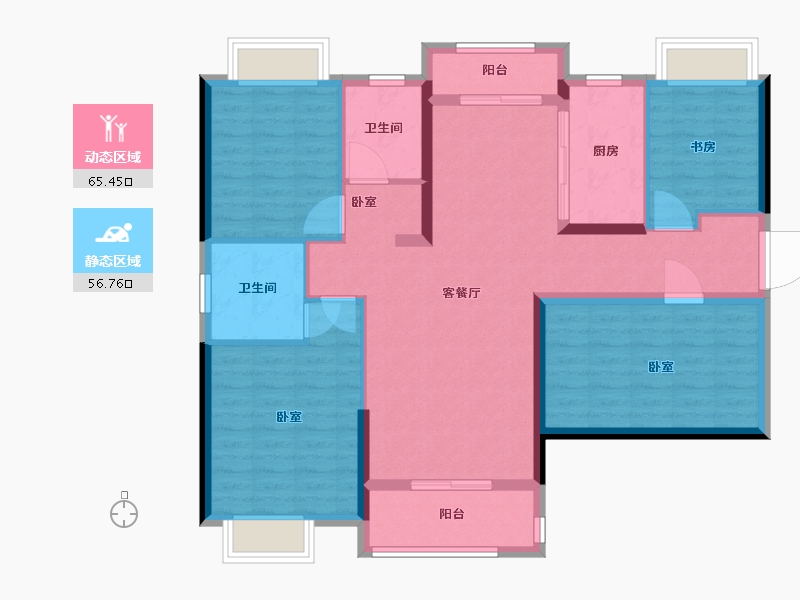 湖北省-武汉市-武地融创金麟壹号-110.00-户型库-动静分区