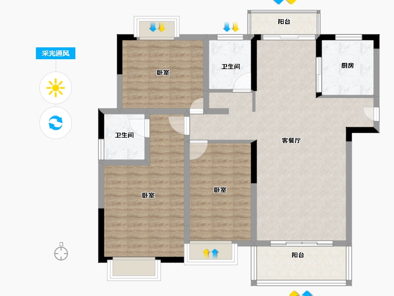 广东省-清远市-仁兴城市花园-110.00-户型库-采光通风