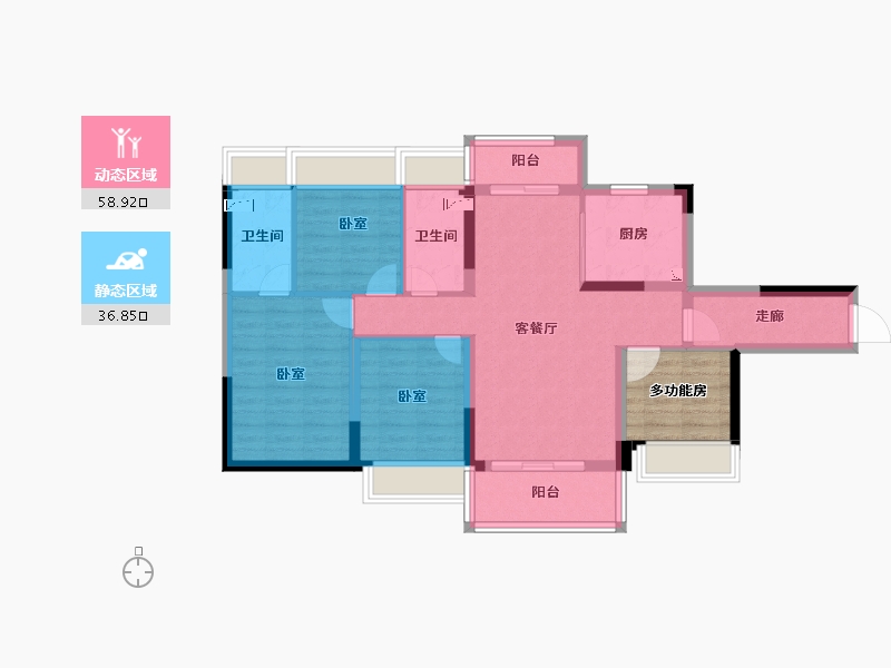 广东省-清远市-碧桂园·欢乐颂-90.90-户型库-动静分区