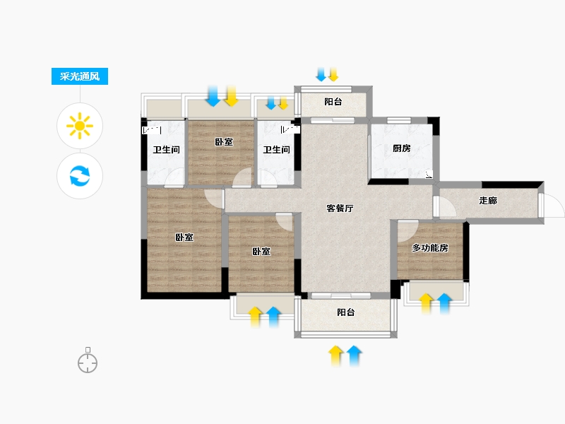 广东省-清远市-碧桂园·欢乐颂-90.90-户型库-采光通风