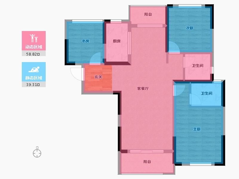 湖南省-长沙市-中国铁建山语城-87.64-户型库-动静分区