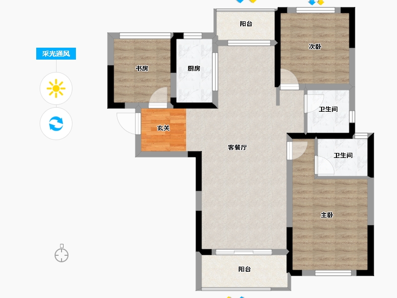 湖南省-长沙市-中国铁建山语城-87.64-户型库-采光通风