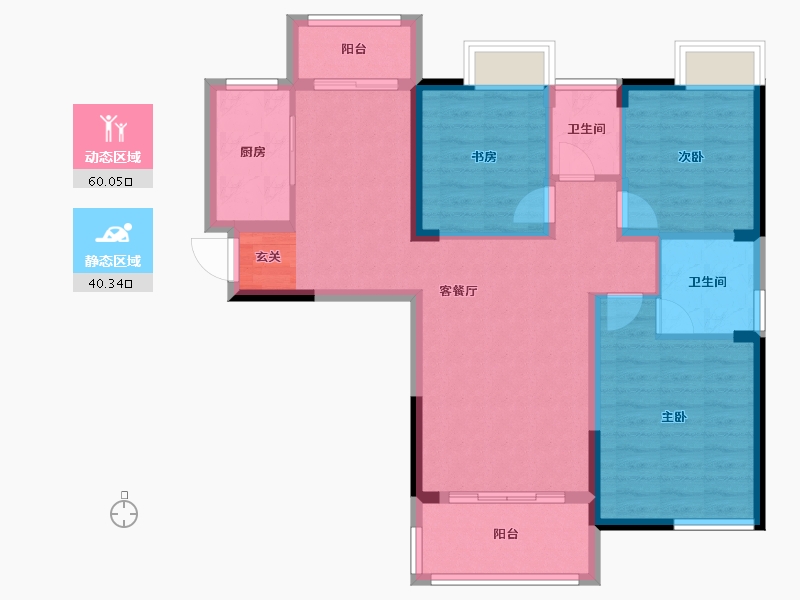 湖南省-长沙市-谷山里-89.78-户型库-动静分区