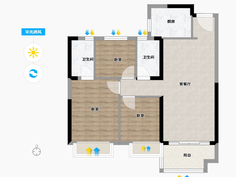 湖南省-岳阳市-敏捷山湖源著-77.00-户型库-采光通风