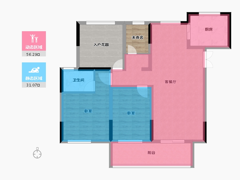 湖南省-长沙市-宇业东方红郡-91.38-户型库-动静分区