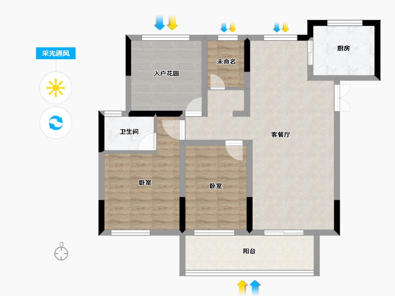 湖南省-长沙市-宇业东方红郡-91.38-户型库-采光通风