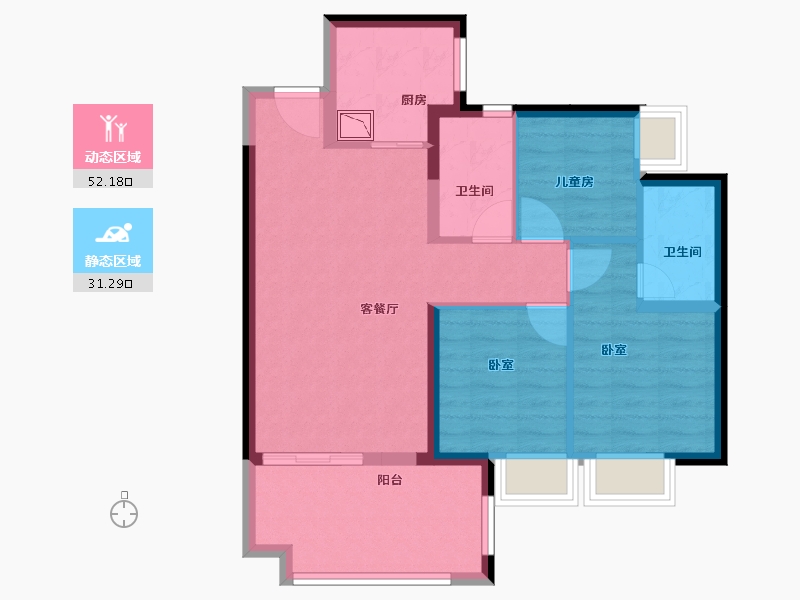 广东省-深圳市-凤凰公馆-73.91-户型库-动静分区