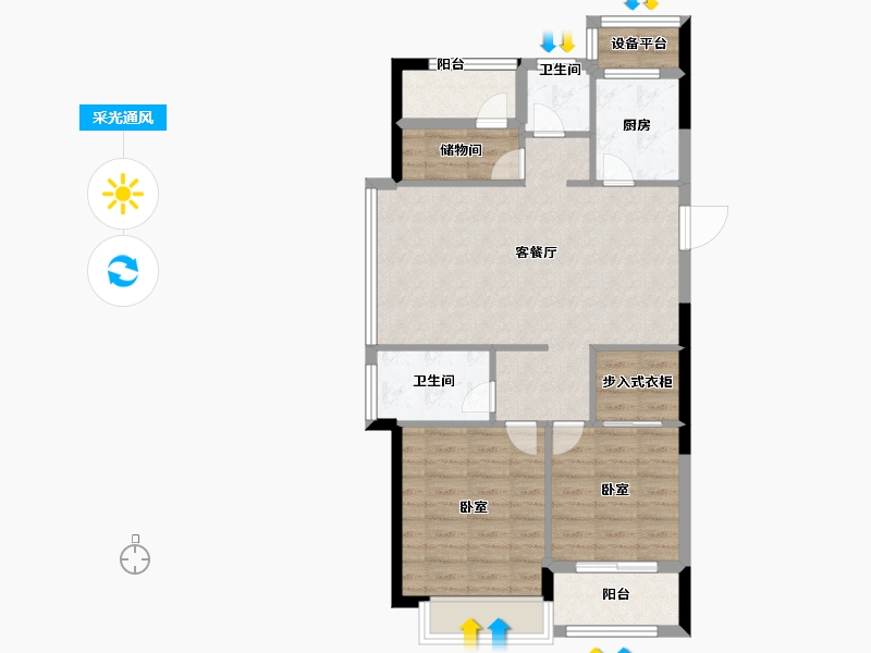 浙江省-嘉兴市-聚米喆园-78.00-户型库-采光通风