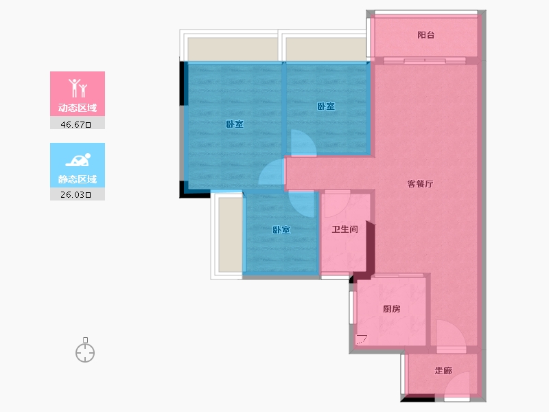 广东省-清远市-碧桂园·欢乐颂-64.77-户型库-动静分区