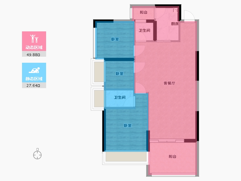 广东省-深圳市-星都梅沙天邸-69.49-户型库-动静分区