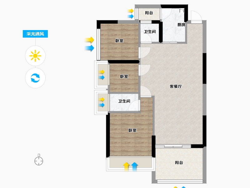 广东省-深圳市-星都梅沙天邸-69.49-户型库-采光通风