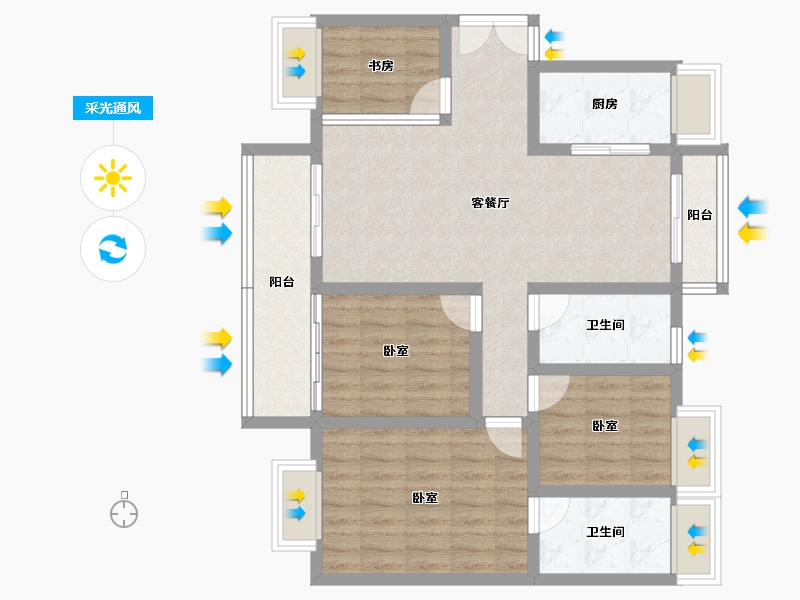 广东省-珠海市-双瑞藏珑湾-90.91-户型库-采光通风