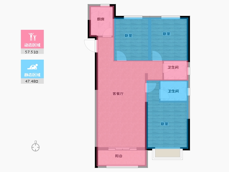 山东省-泰安市-奕珑·西周城-95.00-户型库-动静分区