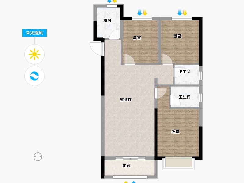 山东省-泰安市-奕珑·西周城-95.00-户型库-采光通风