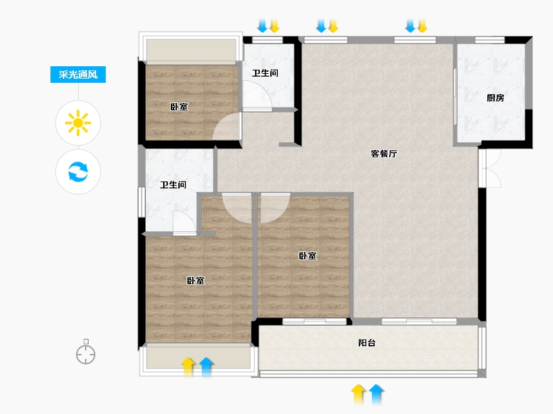 湖北省-武汉市-绿地海珀御观-114.00-户型库-采光通风