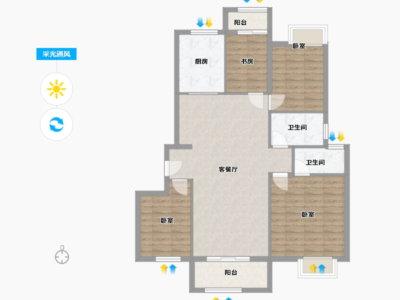 湖南省-长沙市-万科里梅溪郡-97.92-户型库-采光通风