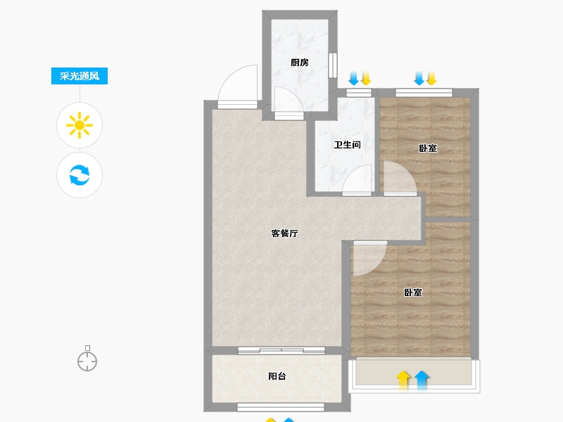 山东省-泰安市-开元盛世·福园-63.99-户型库-采光通风