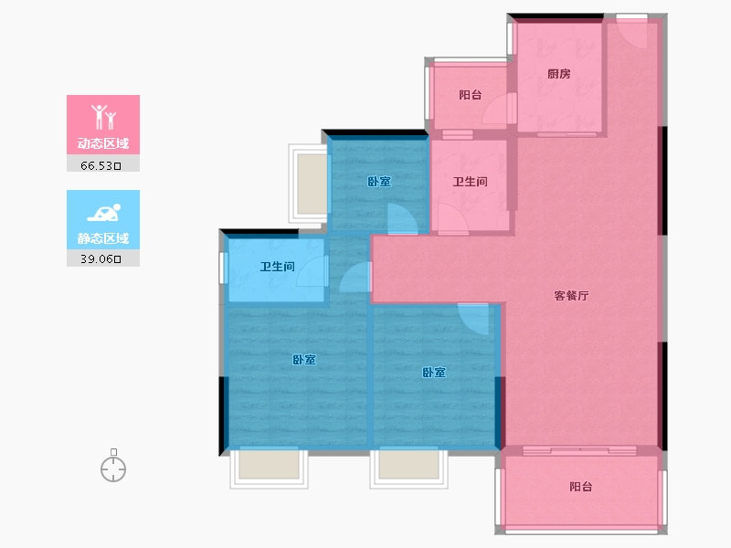 湖南省-衡阳市-珠江·愉景雅苑-95.49-户型库-动静分区