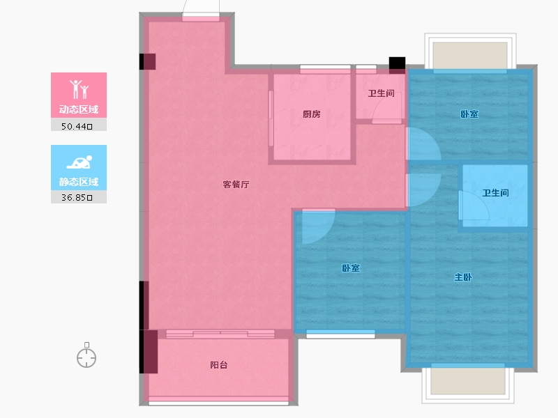 湖南省-郴州市-宏祥龙溪湾-79.25-户型库-动静分区