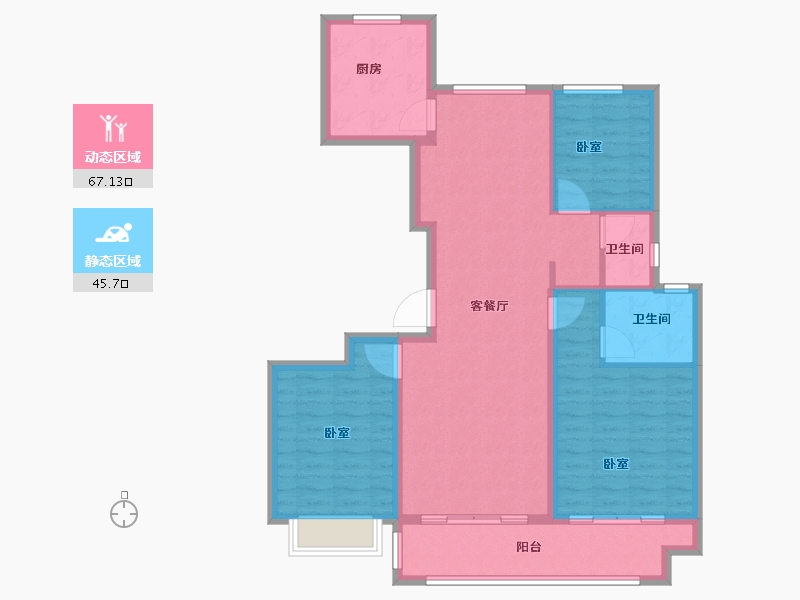 山东省-泰安市-东城紫郡-101.99-户型库-动静分区