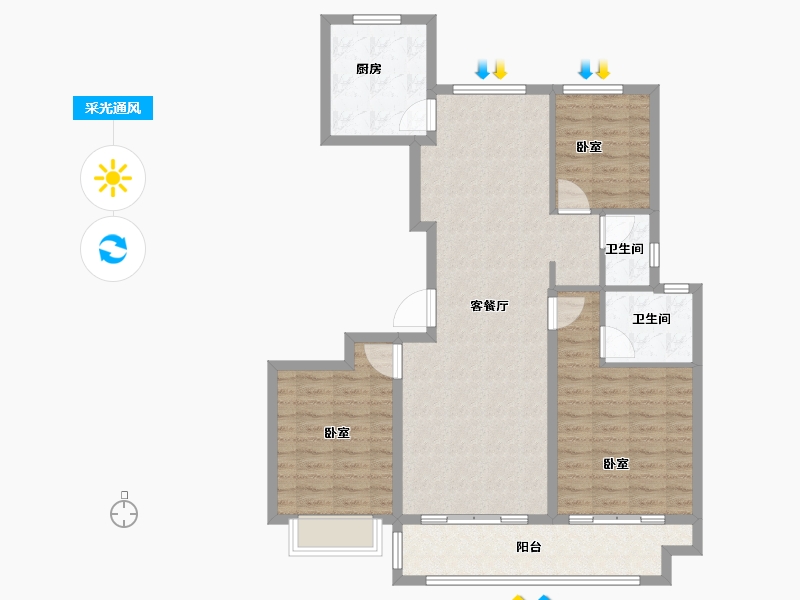 山东省-泰安市-东城紫郡-101.99-户型库-采光通风