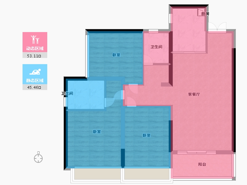 广东省-深圳市-卓越荣津瀚海湾-87.99-户型库-动静分区