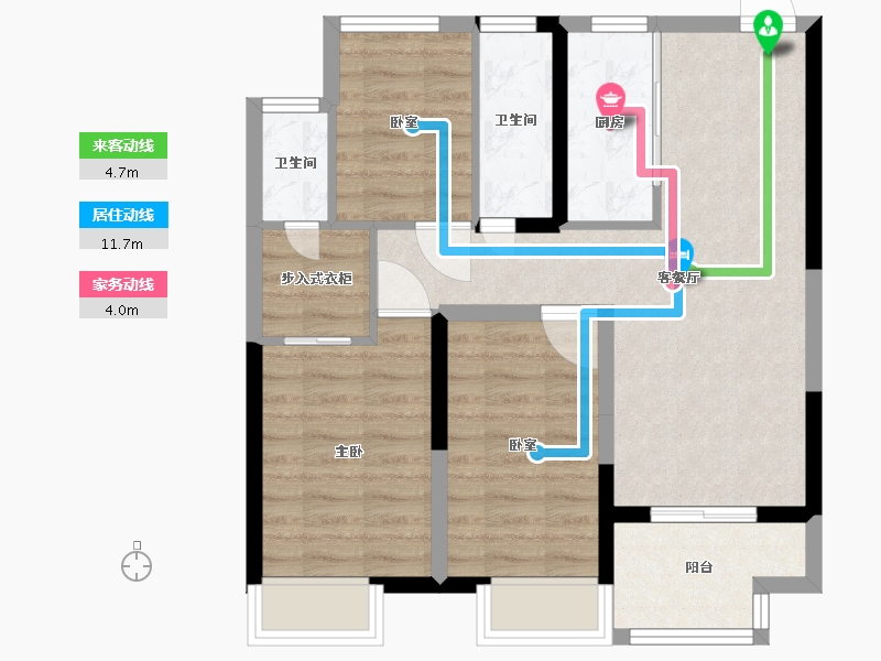 浙江省-嘉兴市-中天熙和诚品-72.00-户型库-动静线