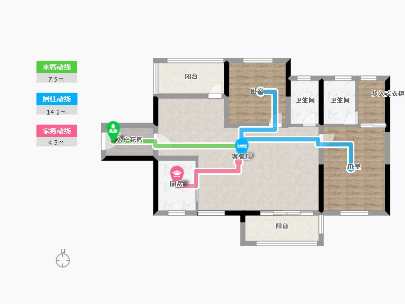 湖南省-岳阳市-金蓝湾畅园-92.77-户型库-动静线