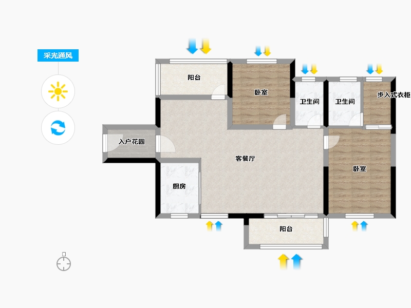 湖南省-岳阳市-金蓝湾畅园-92.77-户型库-采光通风