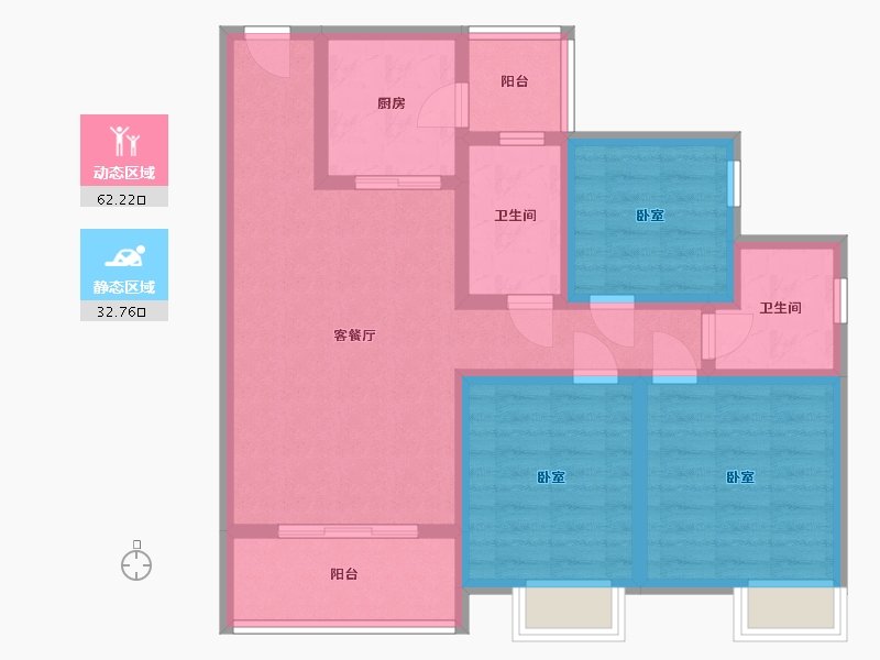 湖南省-怀化市-蓝湖广场-83.18-户型库-动静分区