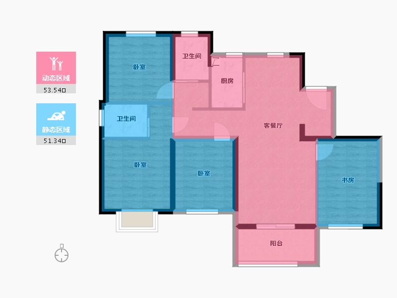 湖南省-长沙市-宇业东方红郡-93.61-户型库-动静分区