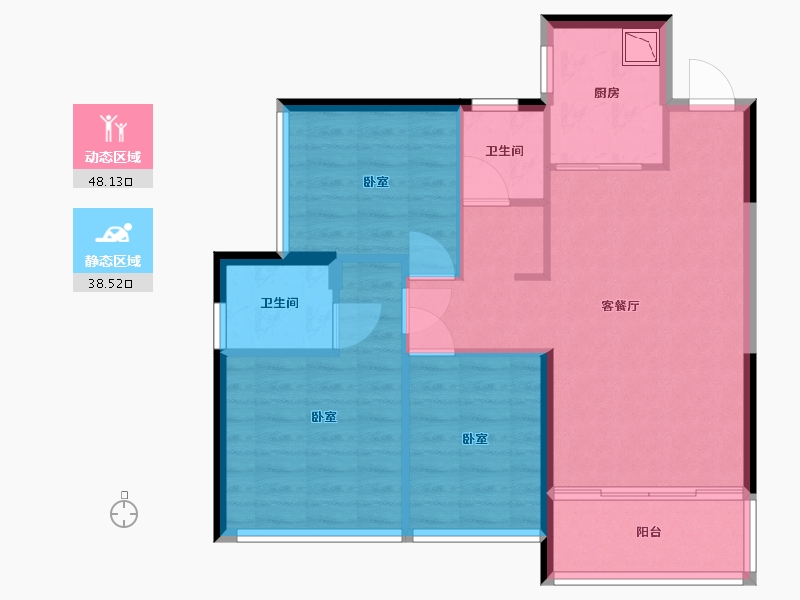 广东省-深圳市-卓越荣津瀚海湾-78.00-户型库-动静分区