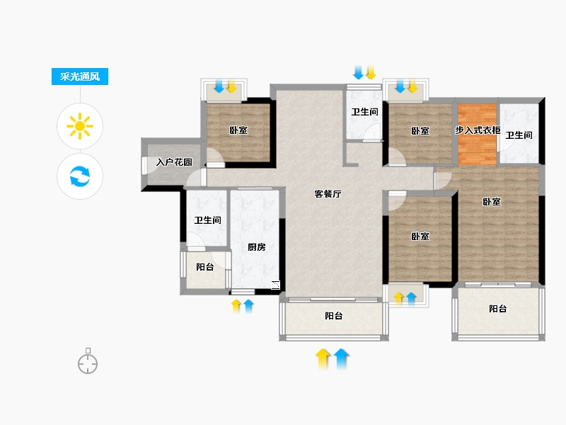 广东省-深圳市-满京华喜悦里-134.07-户型库-采光通风