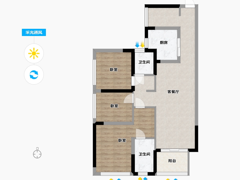 广东省-深圳市-万科四季花城-74.00-户型库-采光通风