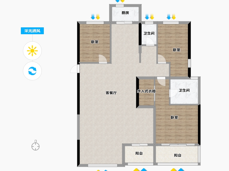 湖南省-衡阳市-融冠蜜城-140.00-户型库-采光通风