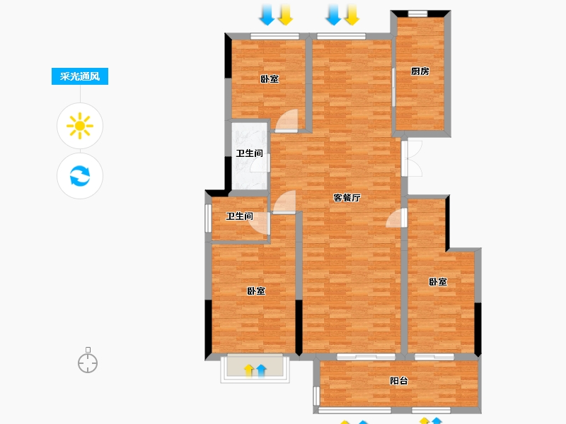 河南省-周口市-绿城·明月江南-105.51-户型库-采光通风