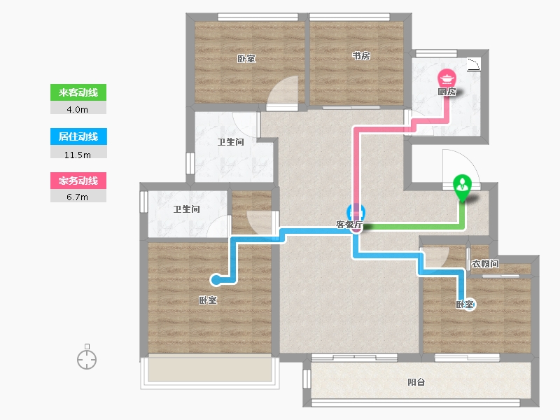 山东省-泰安市-泰山玉兰花园-99.00-户型库-动静线