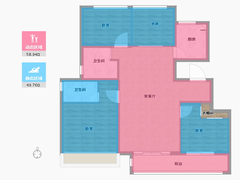 山东省-泰安市-泰山玉兰花园-99.00-户型库-动静分区