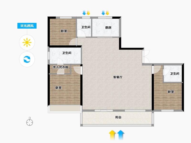 湖北省-武汉市-绿地海珀御观-163.00-户型库-采光通风