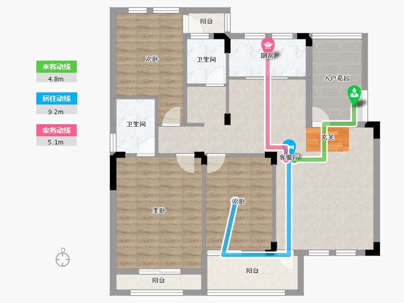 湖南省-长沙市-房聚云台府-110.40-户型库-动静线