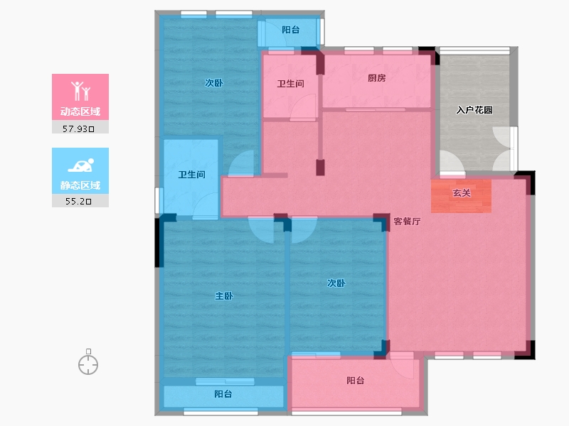 湖南省-长沙市-房聚云台府-110.40-户型库-动静分区